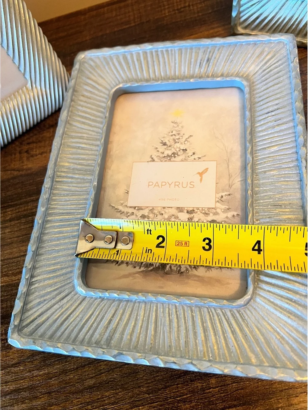 Lot of 3  PAPYRUS metallic seafoam blue and ivory Picture frames